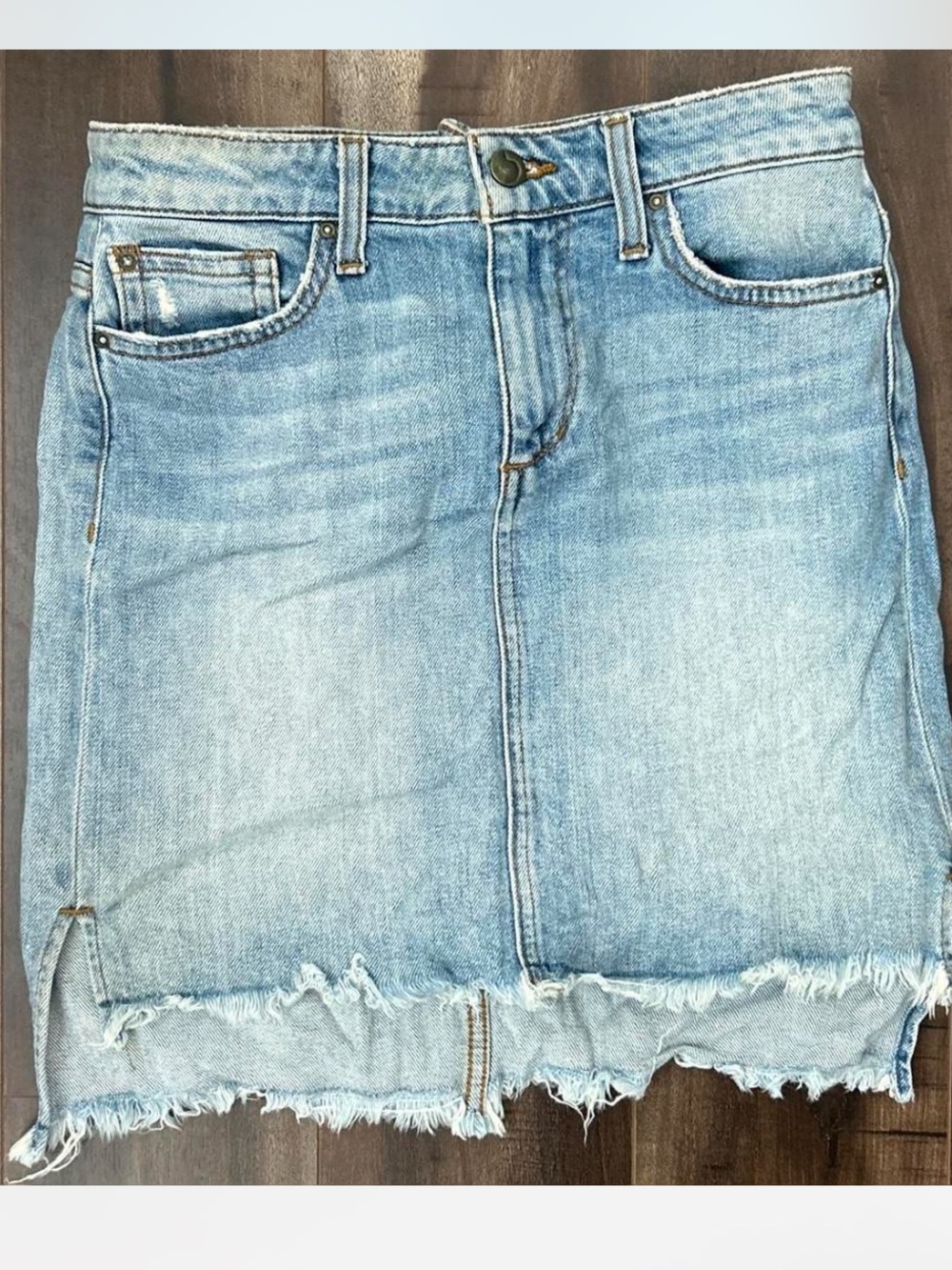 Joe's Jeans Light Blue Frayed Hem Denim Mini Skirt